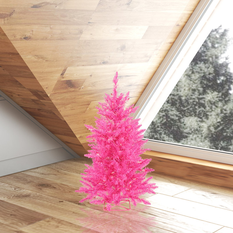 The Holiday Aisle® 2' Hot Pink Artificial Christmas Tree with 35 Single